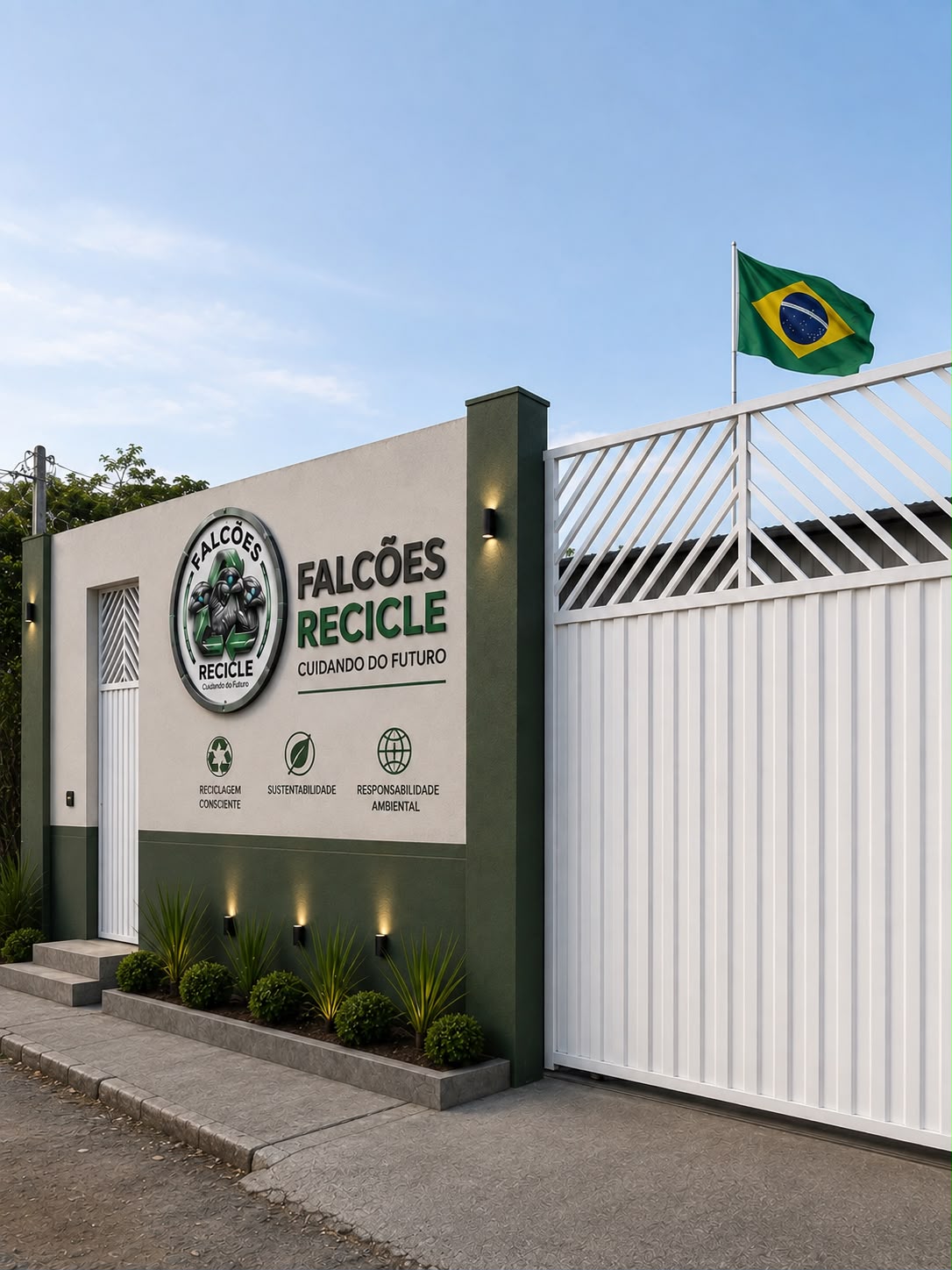 Fachada da sede da Falcões Recicle